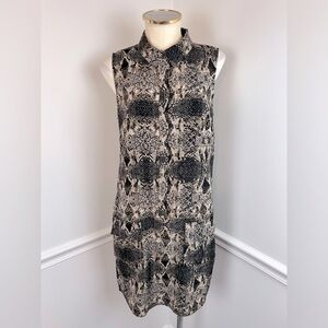 BANANA REPUBLIC Black, Tan & Cream Sleeveless Lightweight Snakeskin Dress | 6